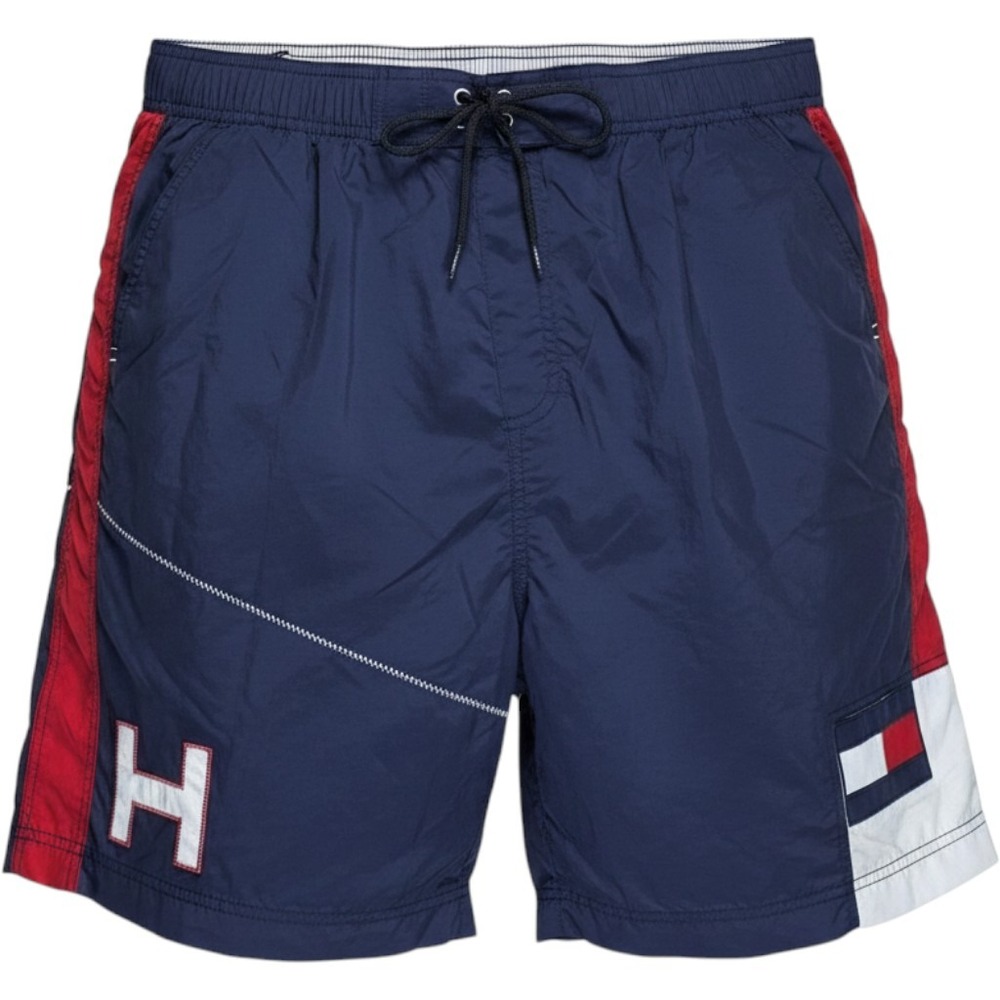 Tommy Hilfiger Men's Swim Trunks XXL Navy Blue Red Colorblock Mesh Lined Shorts